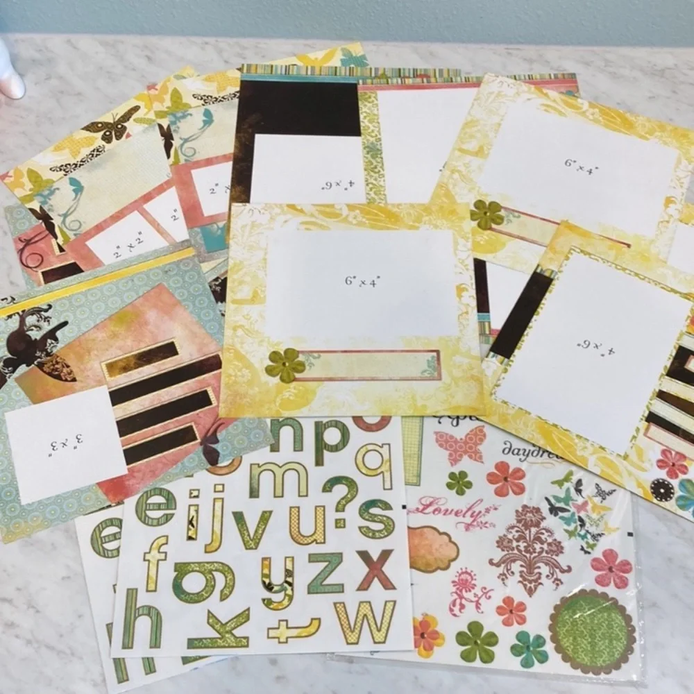 Scrapbook Paper 8x8 6x6 Plus Embellishment Sheets